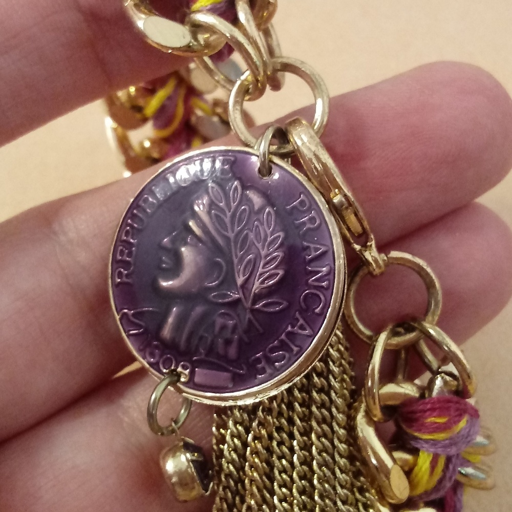Roman Coin Gold Tone Bracelet